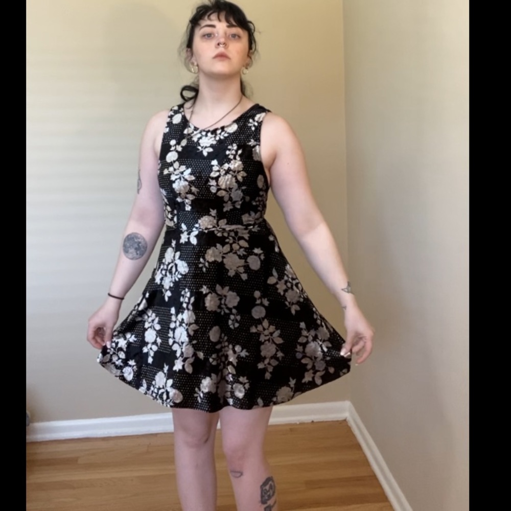 Topshop floral velvet dress
